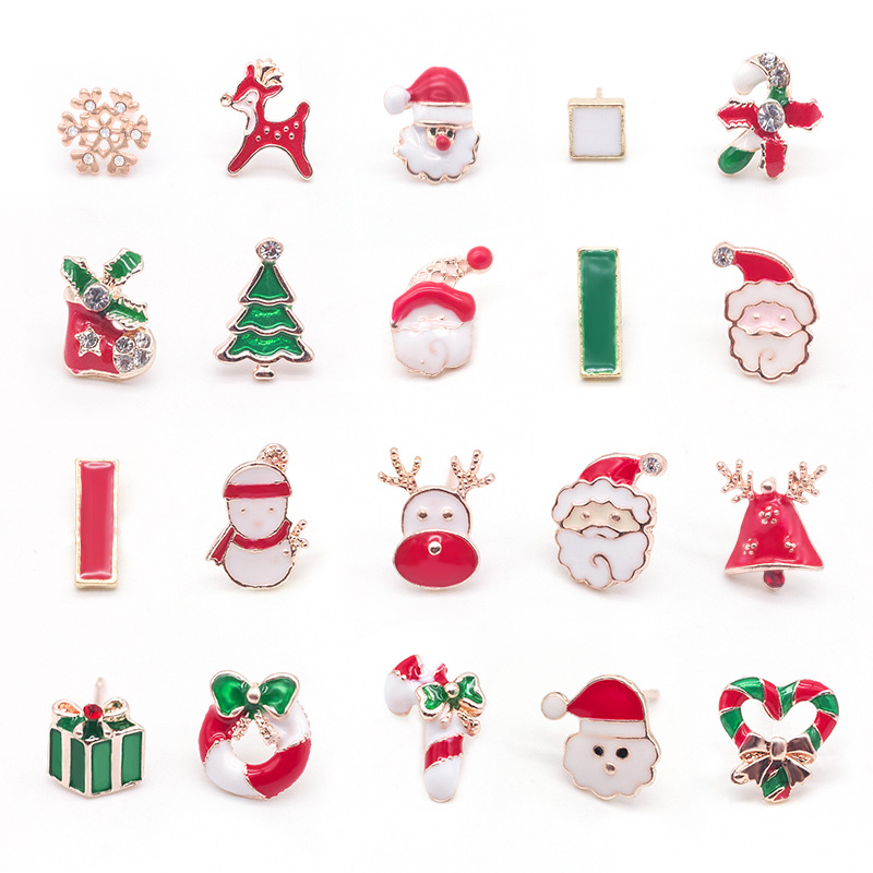 European Elk Santa Claus Snow Stud Earrings Christmas Day Gift Tree Pearl Ear Nail Women Alloy Walking Stick Heart Crystal Earring Jewelry Sets Accessories
European Elk Santa Claus Snow Stud Earrings Christmas Day Gift Tree Pearl Ear Nail Women Alloy Walking Stick Heart Crystal Earring Jewelry Sets Accessories