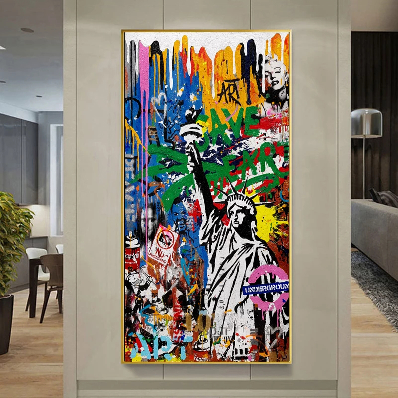 Abstract Graffiti Street Art Statue Of Liberty Canvas Painting Posters and Prints Wall Art Pictures For Living Room Home Decor