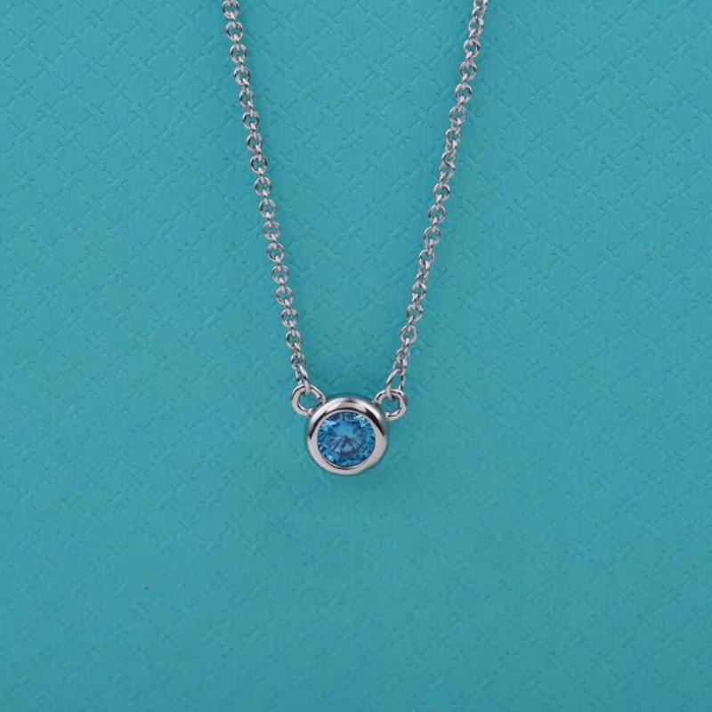 Chains 100% S925 Sterling Silver High Quality Fashion Jewelry Blue Round Cubic Zirconia Simple Girl Necklace Holiday Party Gift
Chains 100% S925 Sterling Silver High Quality Fashion Jewelry Blue Round Cubic Zirconia Simple Girl Necklace Holiday Party Gift
