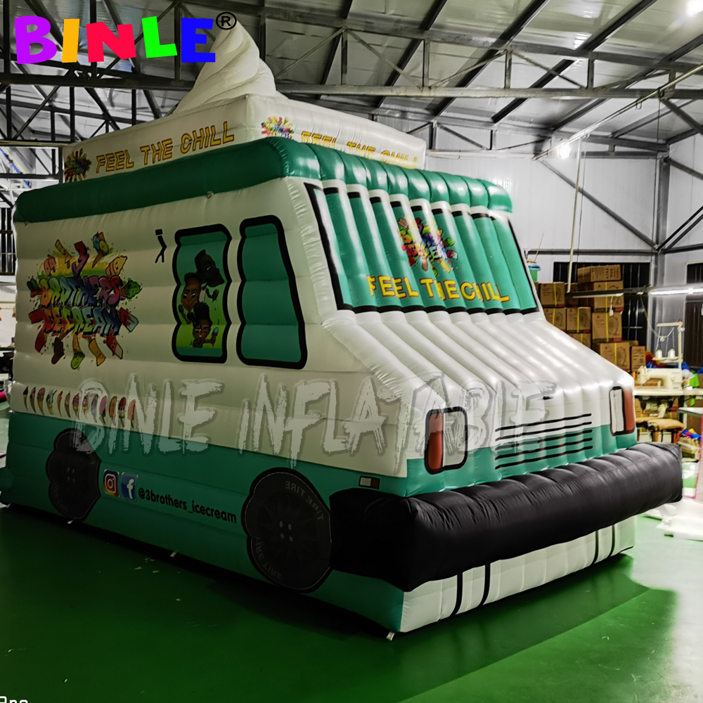 Customized mobile portable giant inflatable ice cream truck stand pop up car tent for advertising