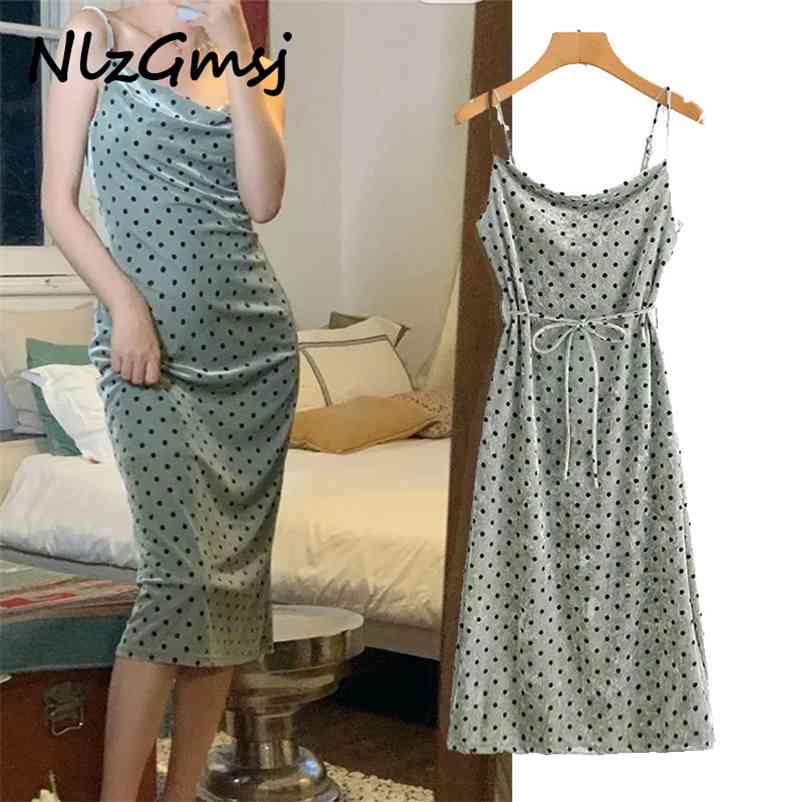 Dres Summer Fashion High Waist Spaghetti Strap Sleeveless Dots Temperament Elegant Midi 210628, As picture
Dres Summer Fashion High Waist Spaghetti Strap Sleeveless Dots Temperament Elegant Midi 210628, As picture
