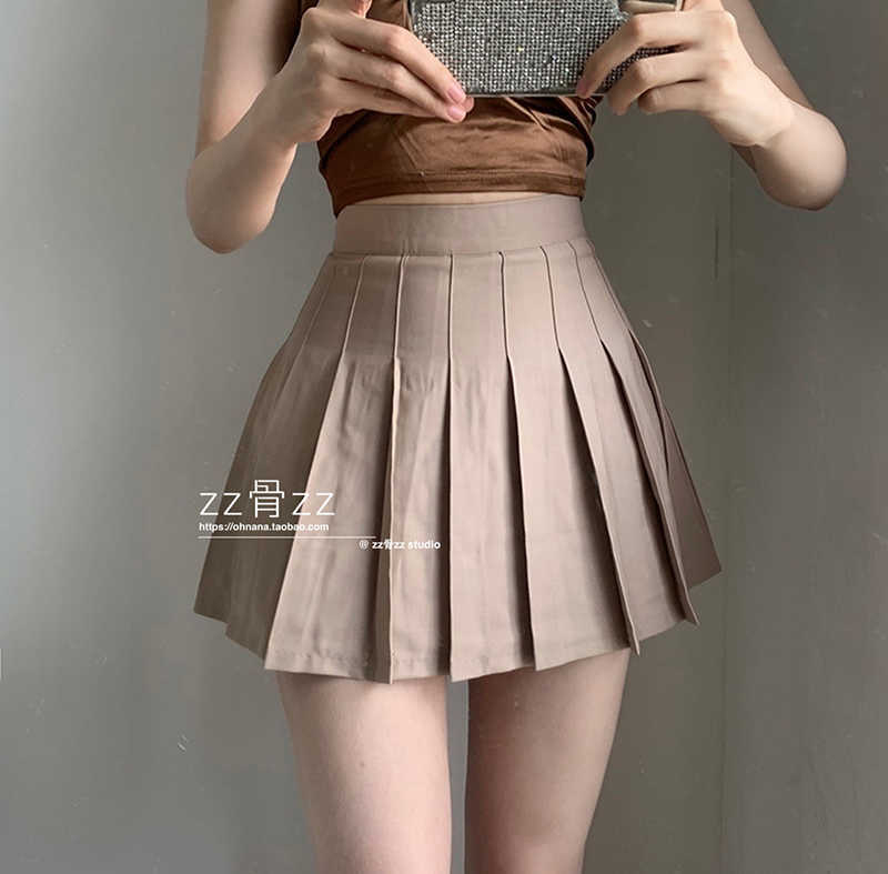 Summer French High Waist Pleated Mini Skirt Boho Sexy Women Korean Harajuku Skirts Gothic Kawaii Bohemian LP49 210603