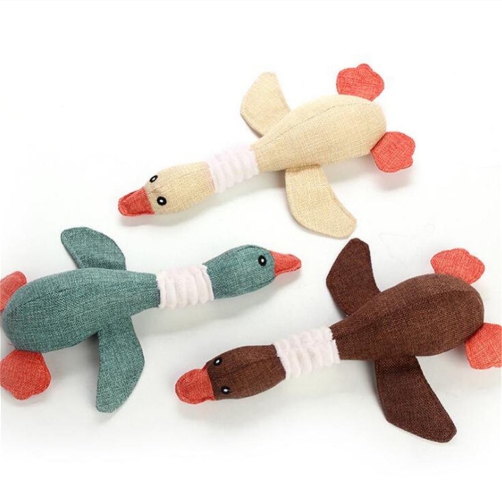 Lovely Cat Dog Toys Cat Puppy Pet Chew Toy Animals Squirrel Plush Cartoon Bite Linen Cloth Wild Goose Squeak Toy