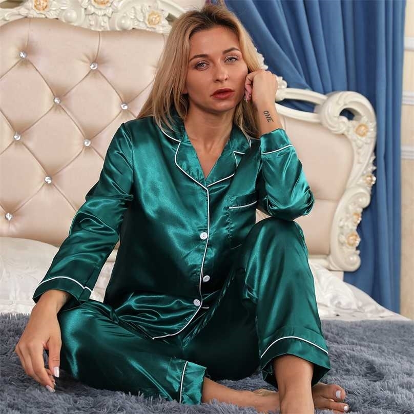 Pijama Pajamas Pyjamas Set Silk Long Sleeve Lounge wear Sleep Tops Sleepwear Flannel Suit Autumn Clothes Night Gown 211106, Yinhui
Pijama Pajamas Pyjamas Set Silk Long Sleeve Lounge wear Sleep Tops Sleepwear Flannel Suit Autumn Clothes Night Gown 211106, Yinhui