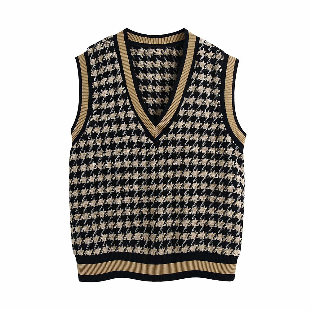 Women Oversized Contrast colors Houndstooth Sleeveless Knit Vest Sweater Pullover Tank Top Fashion Waistcoat Jersey Pull Femme 210520, Multi
Women Oversized Contrast colors Houndstooth Sleeveless Knit Vest Sweater Pullover Tank Top Fashion Waistcoat Jersey Pull Femme 210520, Multi