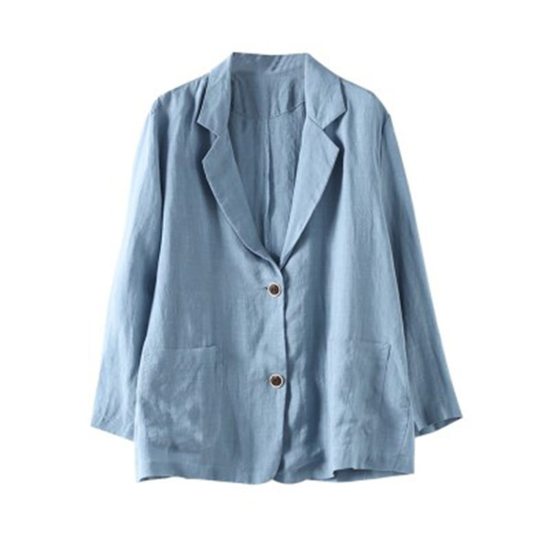Spring Autumn Arts Style Women Long Sleeve Single Breasted Casual Blazer Coats Femme Loose Cotton Linen Vintage Blazers M451 210512