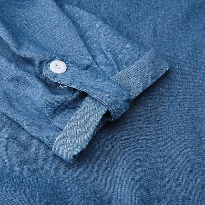 Fashion Korean Plus Size Denim Dress For Women Summer Dress Lapel Split Sexy Long Maxi Jeans Dress 3XL Vestidos 210331Z