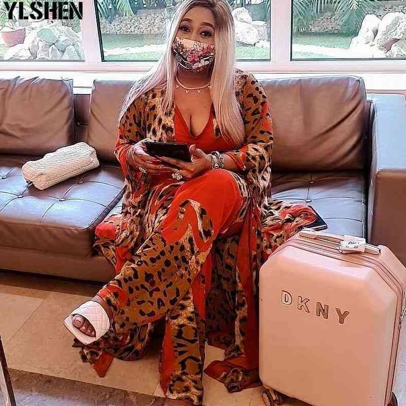 2 Piece Set Women Africa Clothes African Dashiki New Fashion Two Piece Suit Long Dress + Wide Pants Party Dresses Plus Size Robe 210408