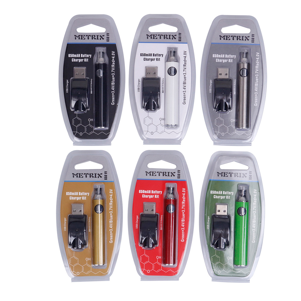 Metrix Battery Kit 650mAh 350mah Vape Pen With USB Charger Preheat VV Variable Voltage for 510 Thick Oil Cartridge 5 colors
Metrix Battery Kit 650mAh 350mah Vape Pen With USB Charger Preheat VV Variable Voltage for 510 Thick Oil Cartridge 5 colors