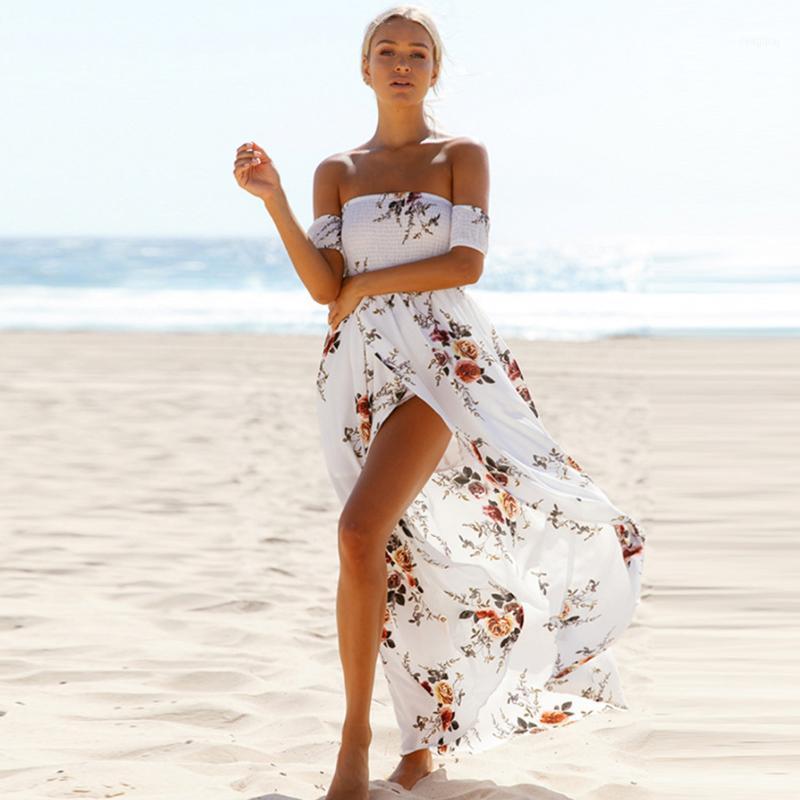 Women Strapless Off Shoulder Floral Printed Short Sleeve Long Maxi Dress Summer Bohemian Style Beach Sundress1, Khaki
Women Strapless Off Shoulder Floral Printed Short Sleeve Long Maxi Dress Summer Bohemian Style Beach Sundress1, Khaki