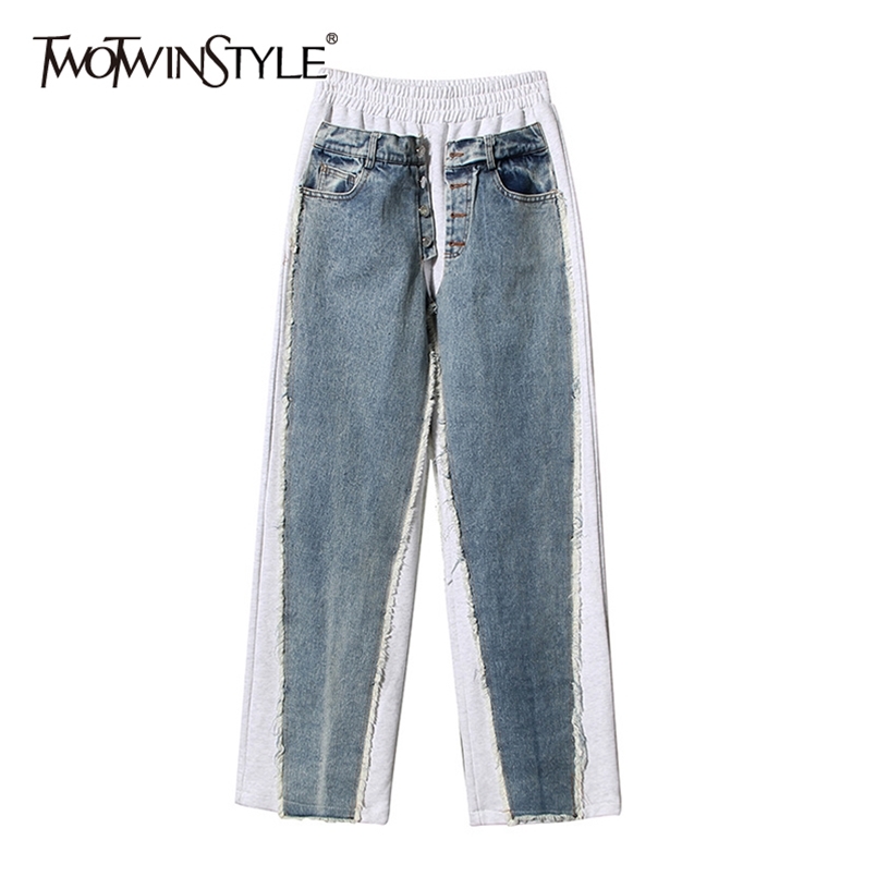 patchwork denim wide leg pants for women high waist hit color casual loose jeans female fashion clothing 210521, As picture
patchwork denim wide leg pants for women high waist hit color casual loose jeans female fashion clothing 210521, As picture