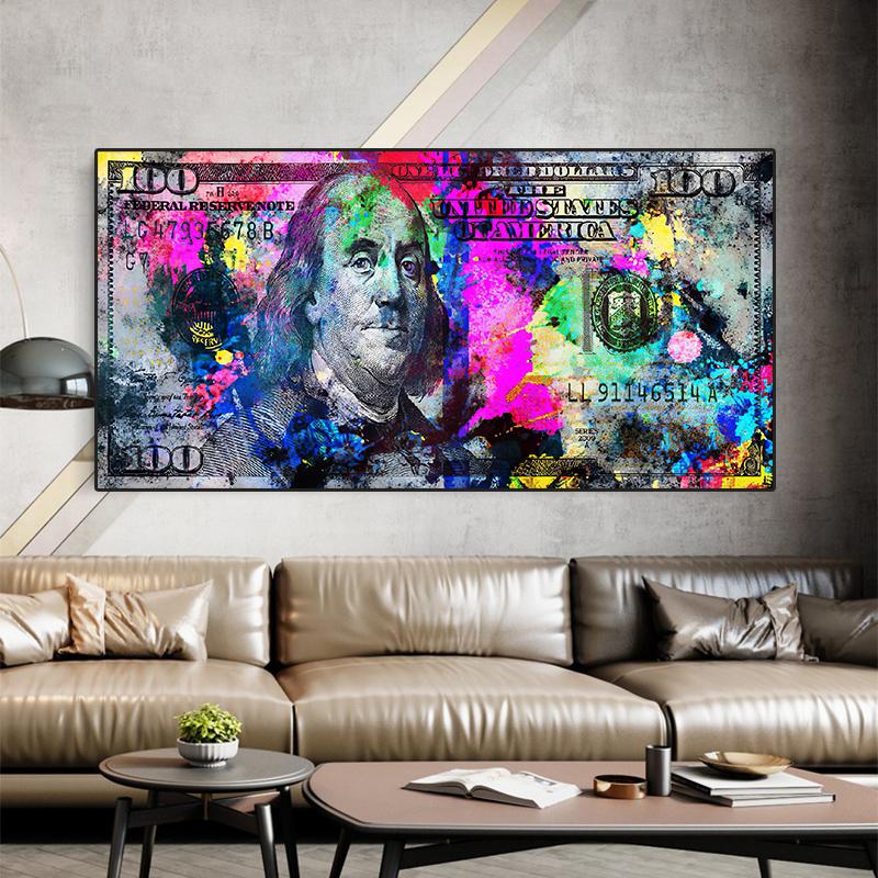 Paintings Inspirational Dollars Print 100 Dollar Poster Cash Art Bill Money Canvas Living Room Decoration Wall Picture