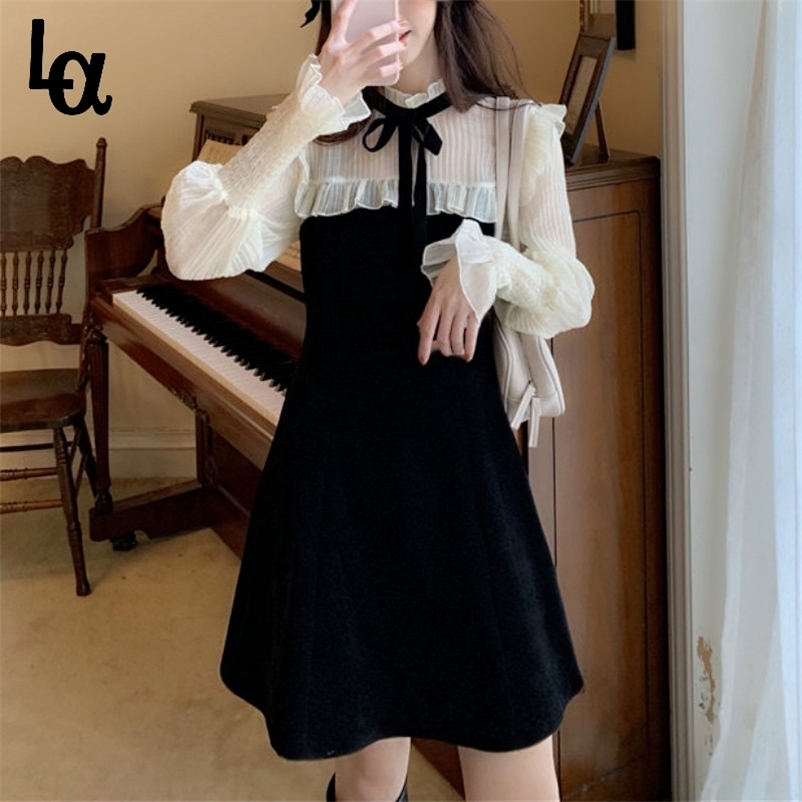 Spring Kawaii Dress Women Elegant Bandage Patchwork Mini Female Casual Japanese Style Streetwear Korean 210519, Black
Spring Kawaii Dress Women Elegant Bandage Patchwork Mini Female Casual Japanese Style Streetwear Korean 210519, Black