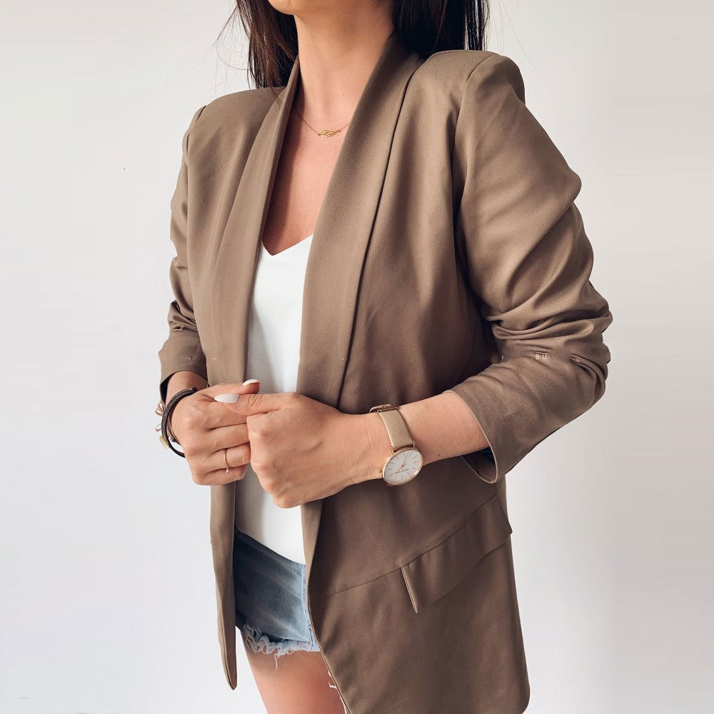 Women White Blazers and Jackets Female Long Sleeve Thin Blouse Casual Basic Jacket Autumn Coats 210428