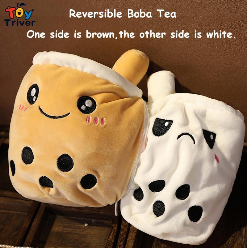 NEW!!! Cute Reversible Boba Bubble Milk Tea Cup Drink Plush Toys Stuffed Doll Kawaii Baby Kids Children Girls Gifts Home Room Decor Wholesale