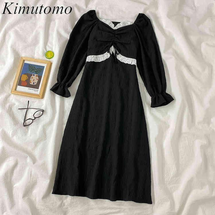 Kimutomo Hepburn Style Black Dress Women French Style Fashion Ladies V-neck Long Sleeve Slim Elegant Vestidos Spring 210521
Kimutomo Hepburn Style Black Dress Women French Style Fashion Ladies V-neck Long Sleeve Slim Elegant Vestidos Spring 210521