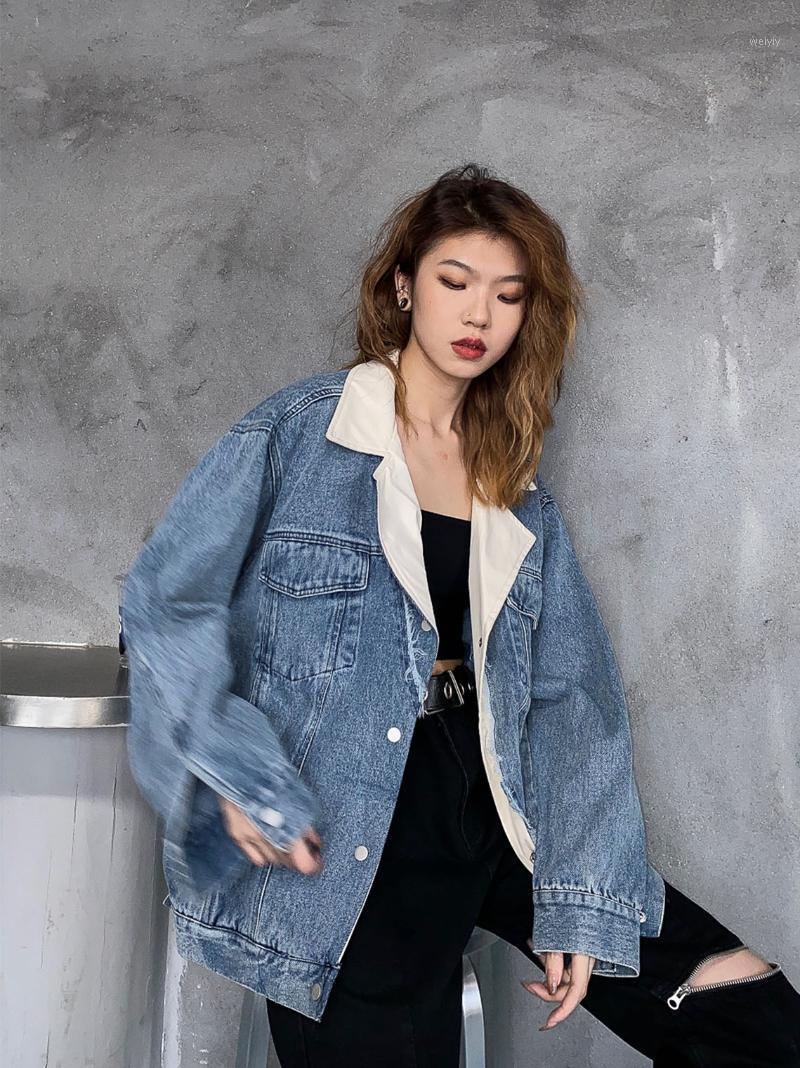 Women's Jackets Fake Two-piece Splicing Denim Jacket Autumn Design High-grade Sense Of Minority Loose Casual Ruffian Coats, Blue
Women's Jackets Fake Two-piece Splicing Denim Jacket Autumn Design High-grade Sense Of Minority Loose Casual Ruffian Coats, Blue