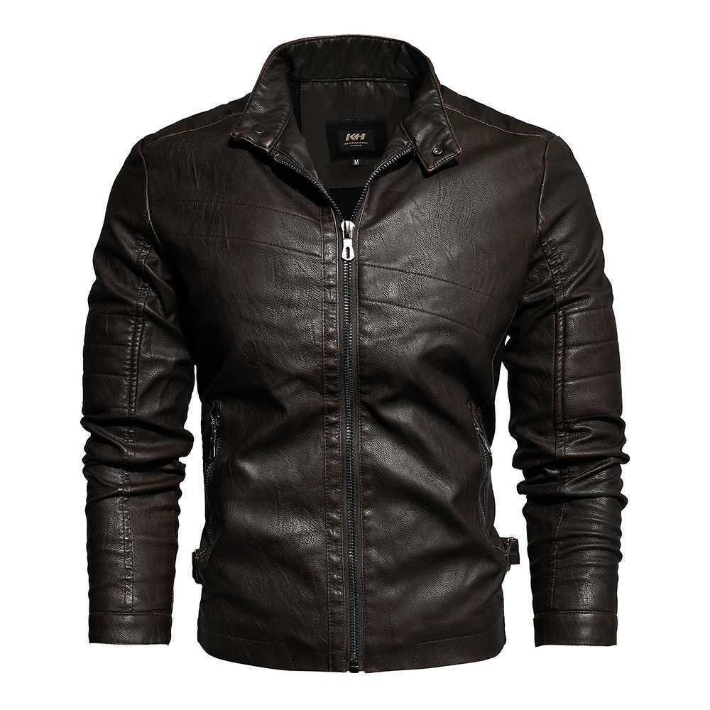 Men Military PU Jacket Men's Casual Leather Motorcycle Jacket Male Vintage Slim Bomber Anti-Leather Coat Outerwear Man 211018