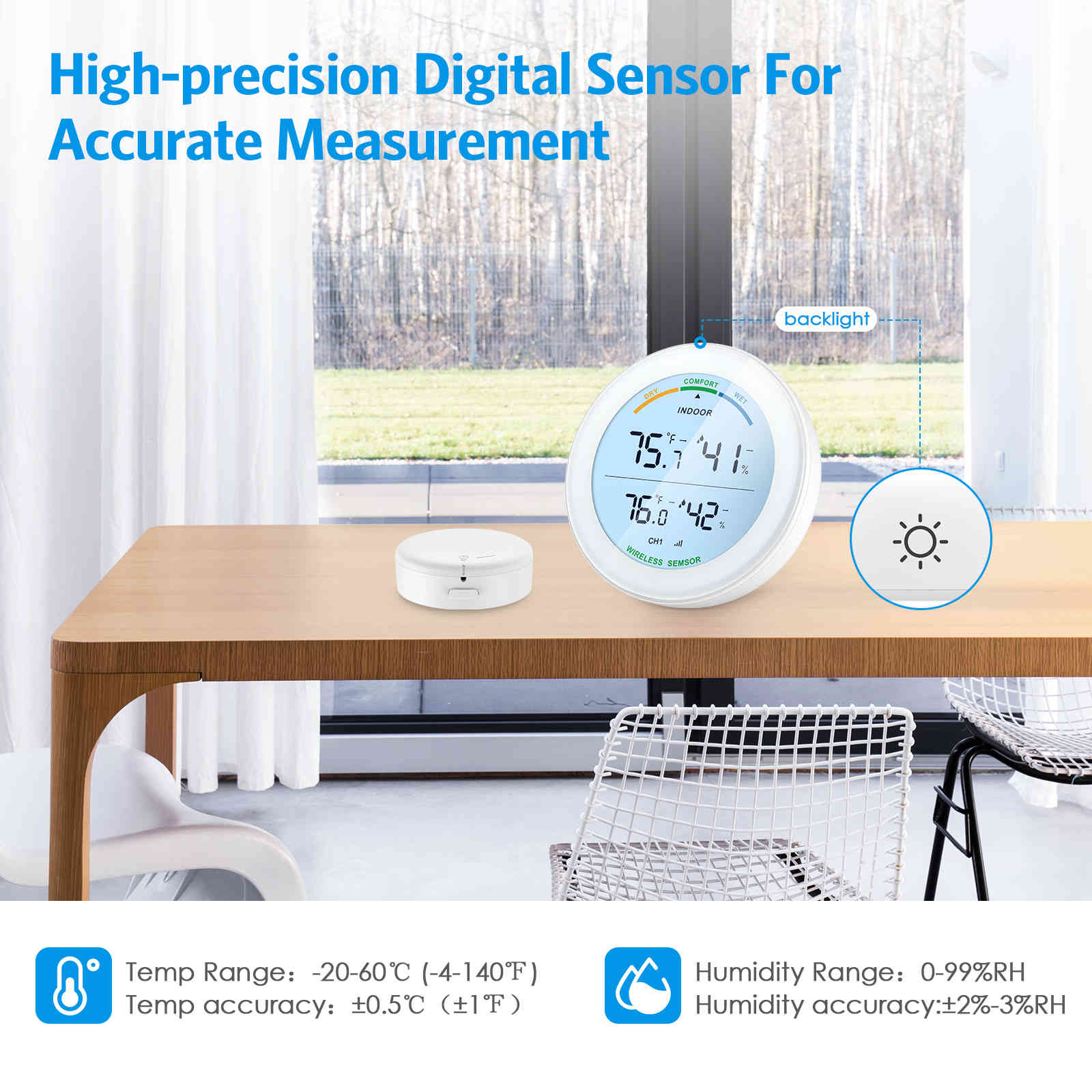 Wireless display thermometer lcd outdoor temperature sensor indoor digital hygrometer thermometer