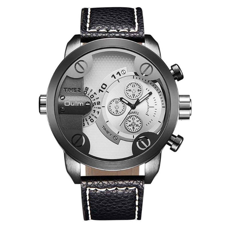 Wristwatches 2021 Oulm Watches Men Military Leather Strap Quartz GMT Two Zone Sports Relogio Masculino, 143130blue
Wristwatches 2021 Oulm Watches Men Military Leather Strap Quartz GMT Two Zone Sports Relogio Masculino, 143130blue