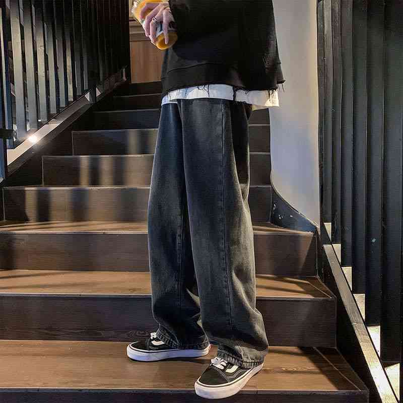 spring and autumn jeans men's loose straight black korean fashion brand versatile wide leg, Blue
spring and autumn jeans men's loose straight black korean fashion brand versatile wide leg, Blue