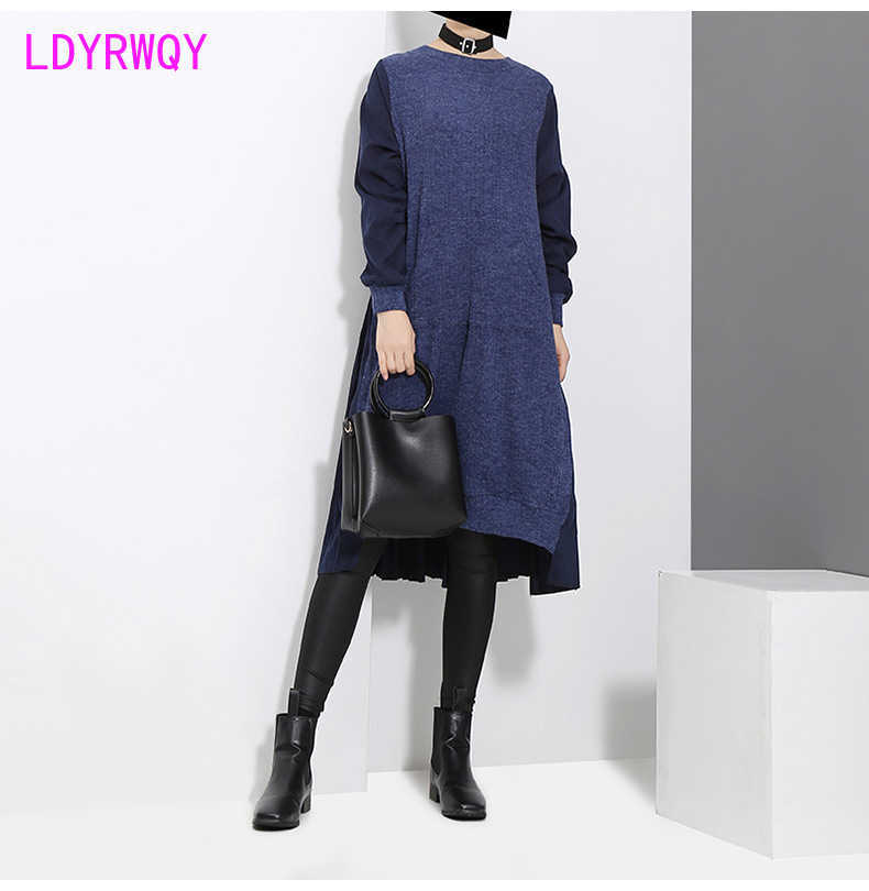 autumn and winter knit Korean version of the loose long-sleeved dress Patchwork O-Neck Regular Knee-Length 210603, Blue
autumn and winter knit Korean version of the loose long-sleeved dress Patchwork O-Neck Regular Knee-Length 210603, Blue