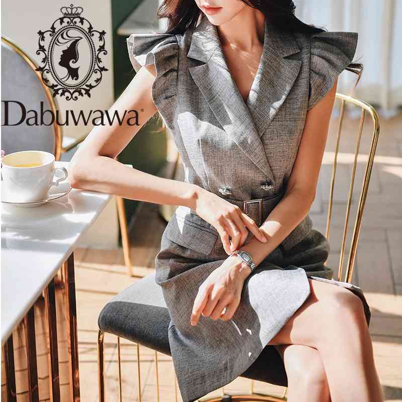 Dabuwawa Elegant Solid Dress Women Summer Notched Ruffle Sleeve V-Neck Belt A-Line Dress Modern Workwear Office Lady DT1BDR015 210520, Gray
Dabuwawa Elegant Solid Dress Women Summer Notched Ruffle Sleeve V-Neck Belt A-Line Dress Modern Workwear Office Lady DT1BDR015 210520, Gray