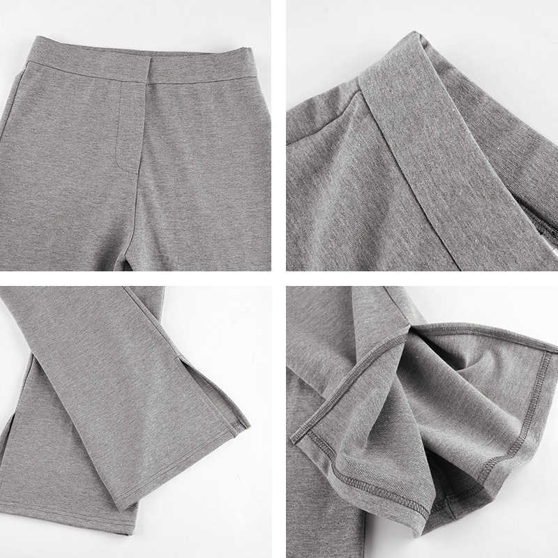Streetwear Solid Sweatpants Tracksuit Women's Sports Pants Casual High Waist Side Split Autumn Skinny Long Trousers Capris 211006