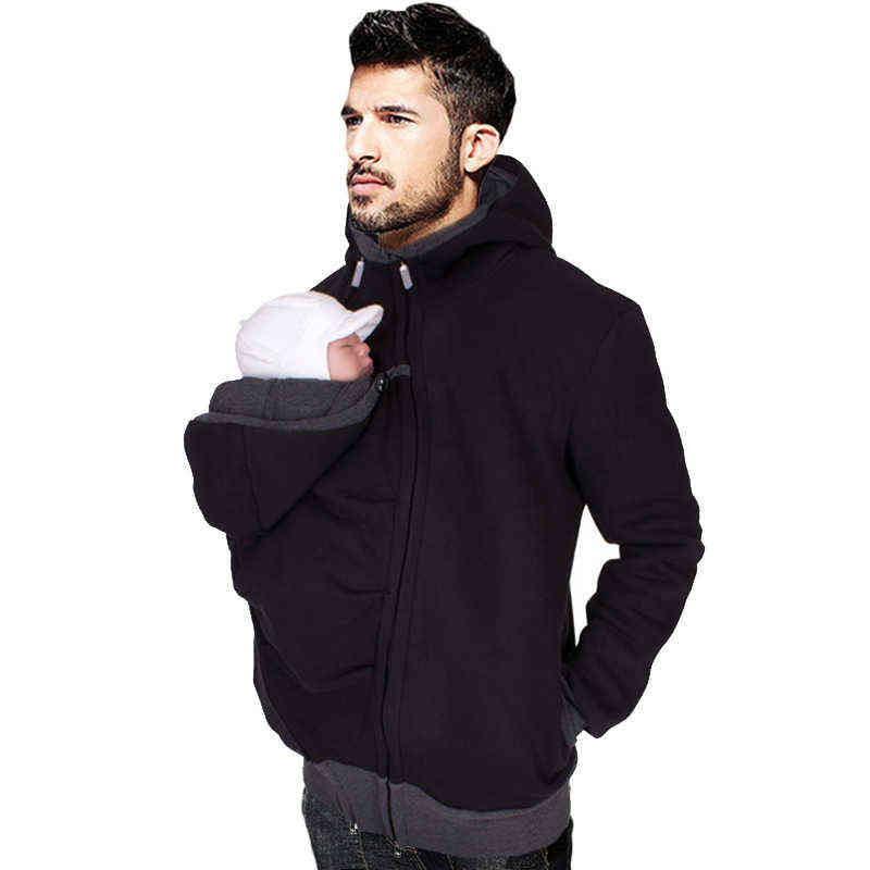 New Autumn Winter Kangaroo Baby Carrier Hooded Hoodies Sweatshirt For Father Babywearing Jacket Multifunctional Kangaroo Clothes G1229