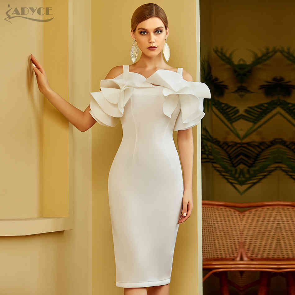 Summer Women Fashion Red Club Dress Sexy Ruffle Butterfly Short Sleeve White Celebrity Runway Party Vestido 210423