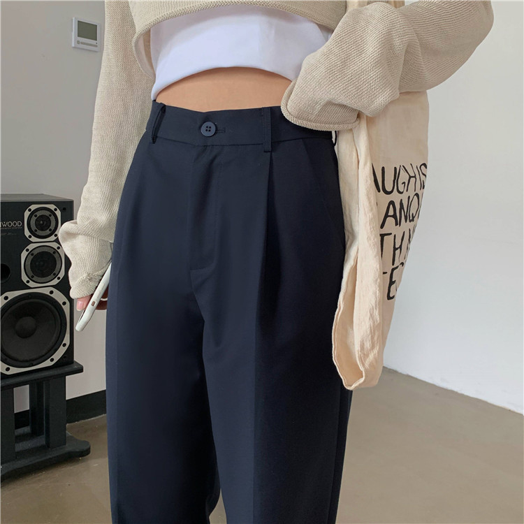 Nomikuma Suit Pants Korean High Waist Long Women Trousers Autumn New Solid Elegant Straight Pants Mujer Pantalones 6C319 210427