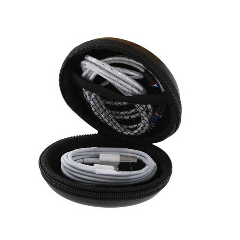 Zippered Portable Round Shape Earphone Bag Headset box Hand Spinner Earphone Case hard USB Cable Organizer