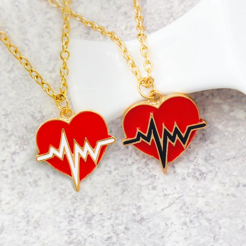 Chains Fashion Red Heart Necklace Black/White Color Heartbeat Wave Pendant Long Chain Collares Party Gift Jewelry, Silver
Chains Fashion Red Heart Necklace Black/White Color Heartbeat Wave Pendant Long Chain Collares Party Gift Jewelry, Silver
