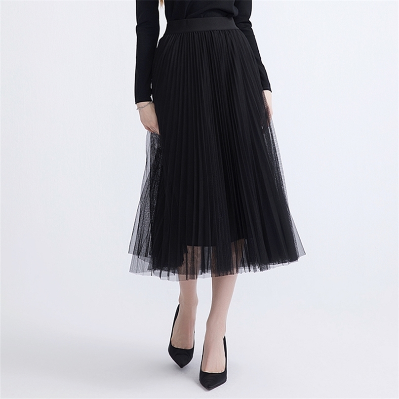 Spring Summer Gothic Black White Long Mesh Skirt Vintage England Preppy Style High Street Elastic Waist Basic Accordion Skirts 210629
Spring Summer Gothic Black White Long Mesh Skirt Vintage England Preppy Style High Street Elastic Waist Basic Accordion Skirts 210629