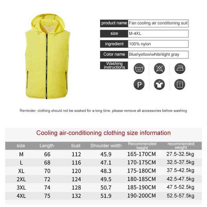 Men Summer Air Conditioning Clothing Fan Cooling Vest USB Charging Cooling sport man vest Outdoor Cooling summer hood vest 211111
