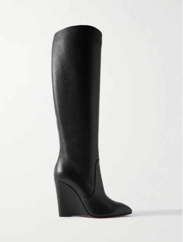 Women Long booty Black genuine leather red bottom boot wedge high heels Civiliza 100mm textured-leather knee boots With box
Women Long booty Black genuine leather red bottom boot wedge high heels Civiliza 100mm textured-leather knee boots With box