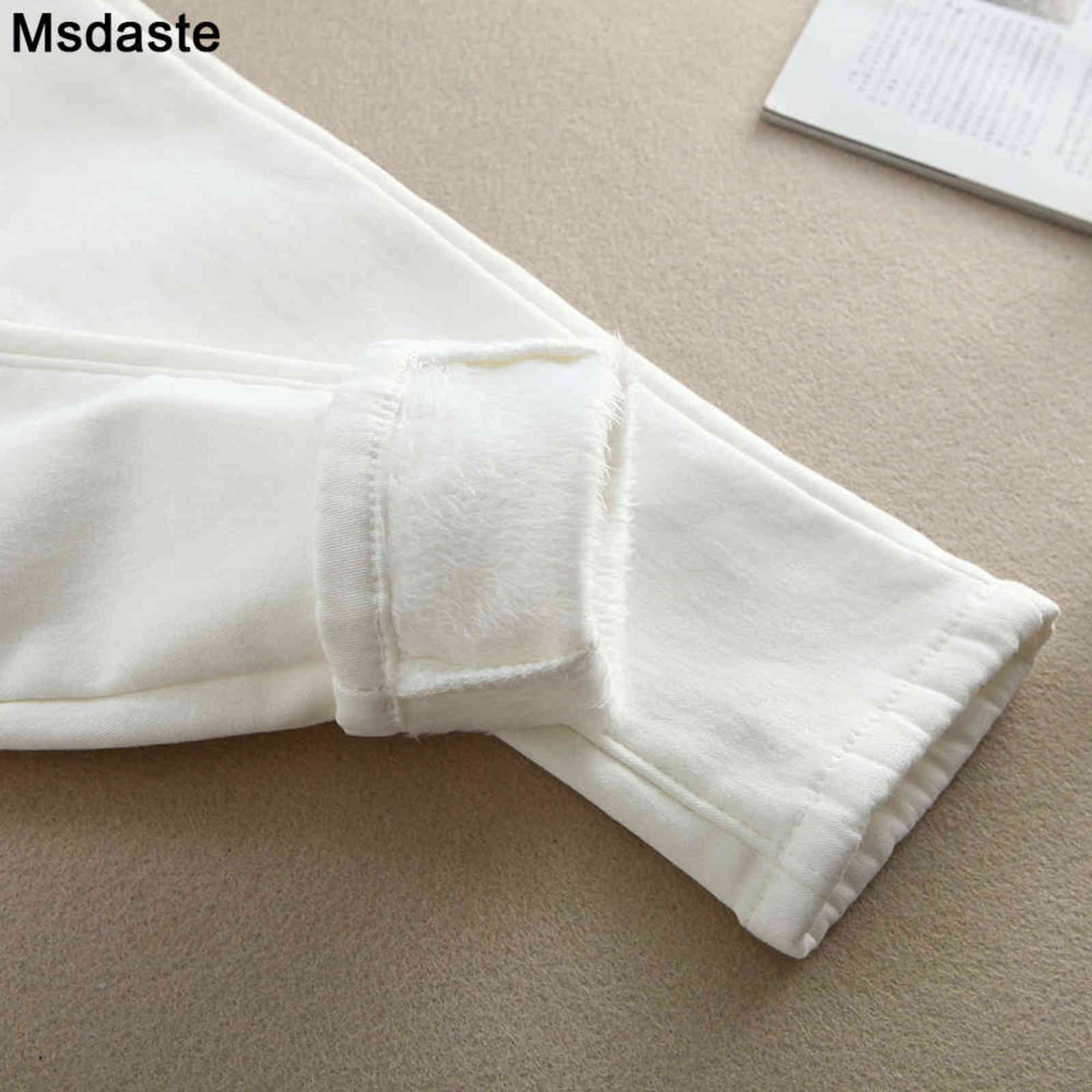 White Warm Jeans Women Winter Wear Black Grey Female Denim Trousers Young Ladies Slim Skinny Streetwear Jean Fleece Pencil Pants 211129