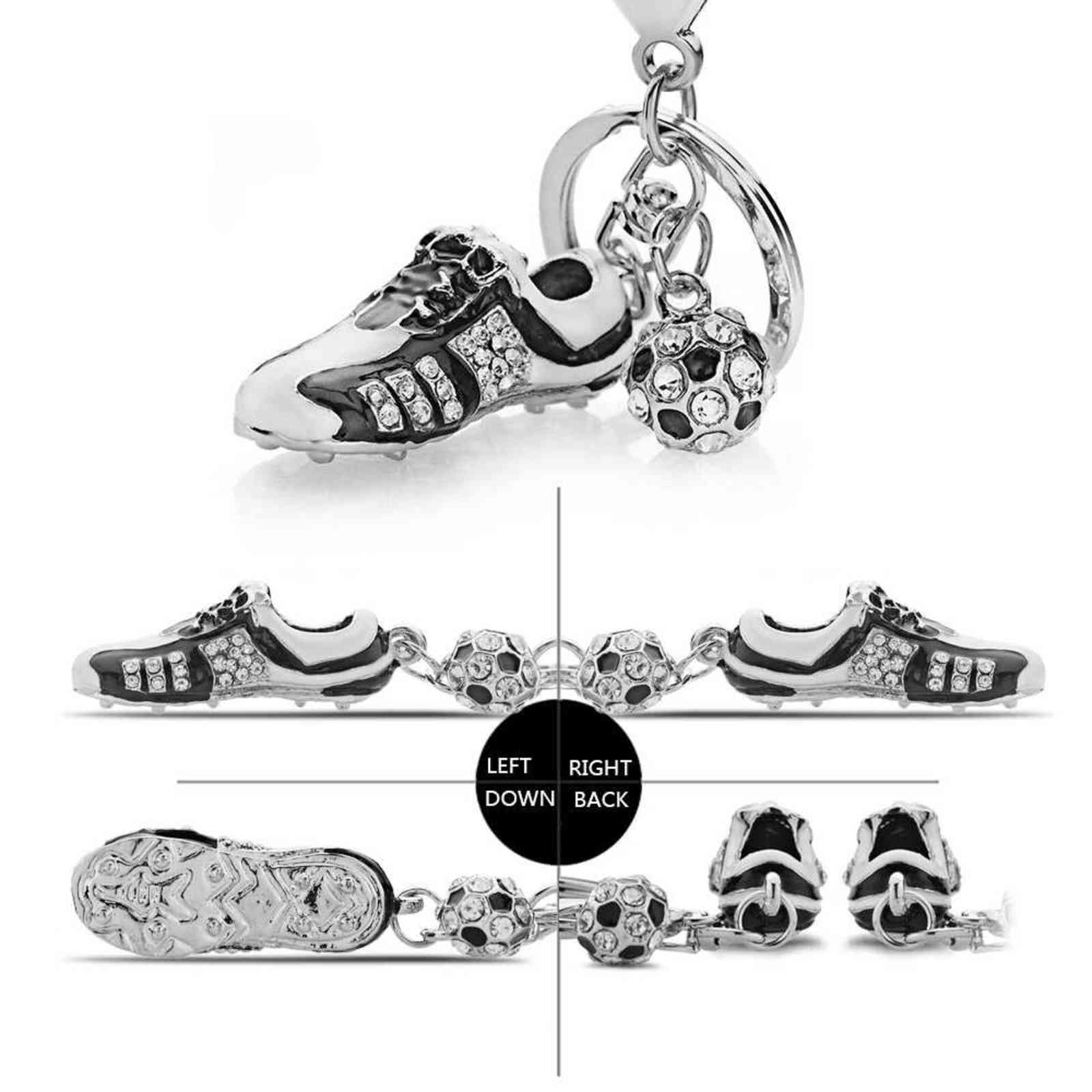 Crystal Football Soccer Shoes Rhinestone Keychains For Car Purse Bag Buckle Pendant Keyrings Key Chains Women Gift K258 H1126