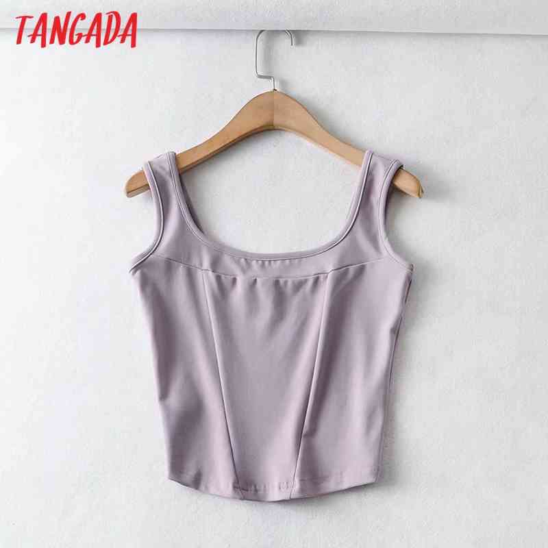 Summer Women Solid Cotton Crop Tank Top Sleeveless Backless Female Tops 2T2 210416