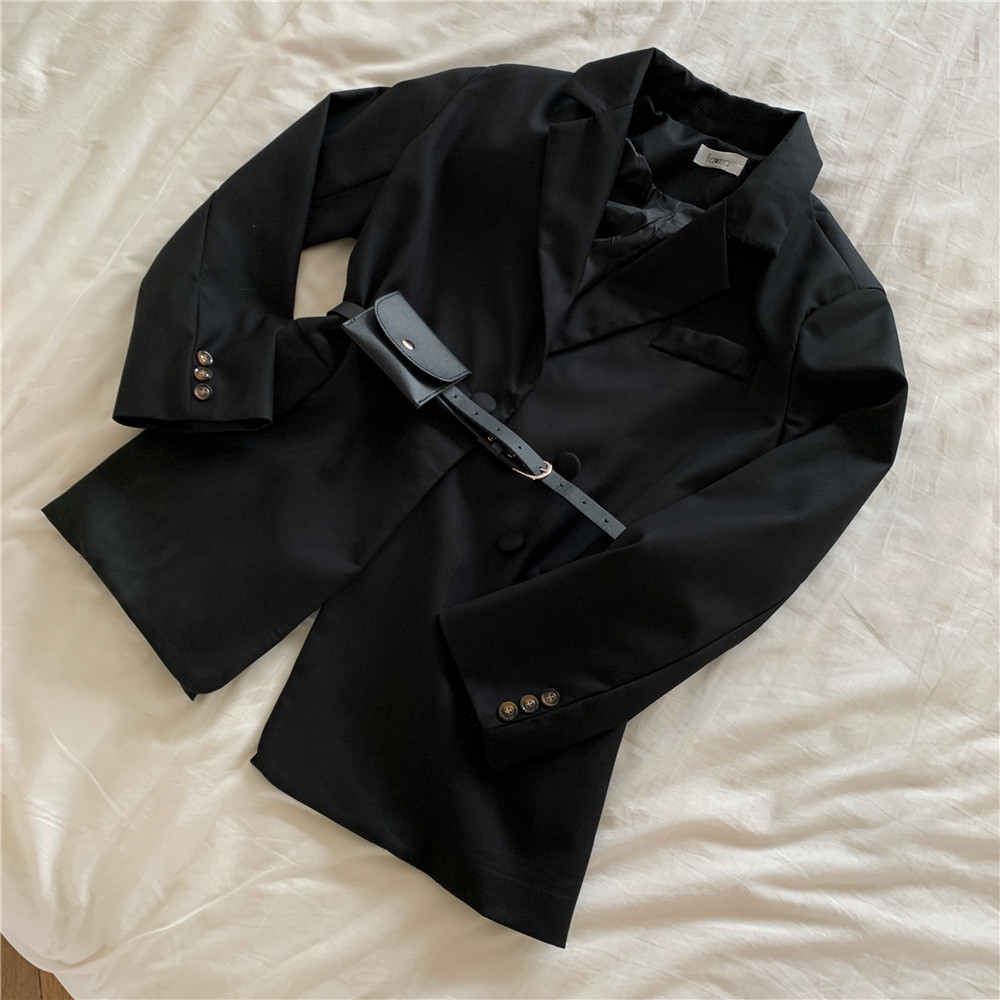 Korea Chic Loose Light Green Women Autumn Female Jacket Full Sleeve Outwear Blaser Femme Mujer Chaqueta With Bag 210520