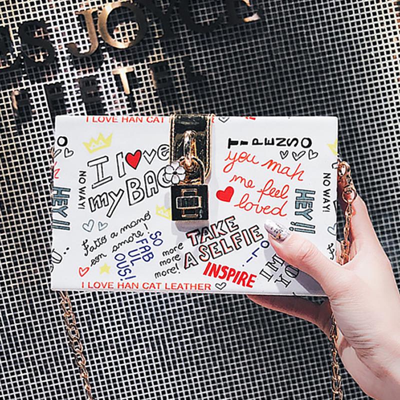 Women Letter Graffiti Box Design Leather Party Clutch Flaps Shoulder Chain Bags For Female Small Crossbody Purses And Handbags Cross Body
Women Letter Graffiti Box Design Leather Party Clutch Flaps Shoulder Chain Bags For Female Small Crossbody Purses And Handbags Cross Body