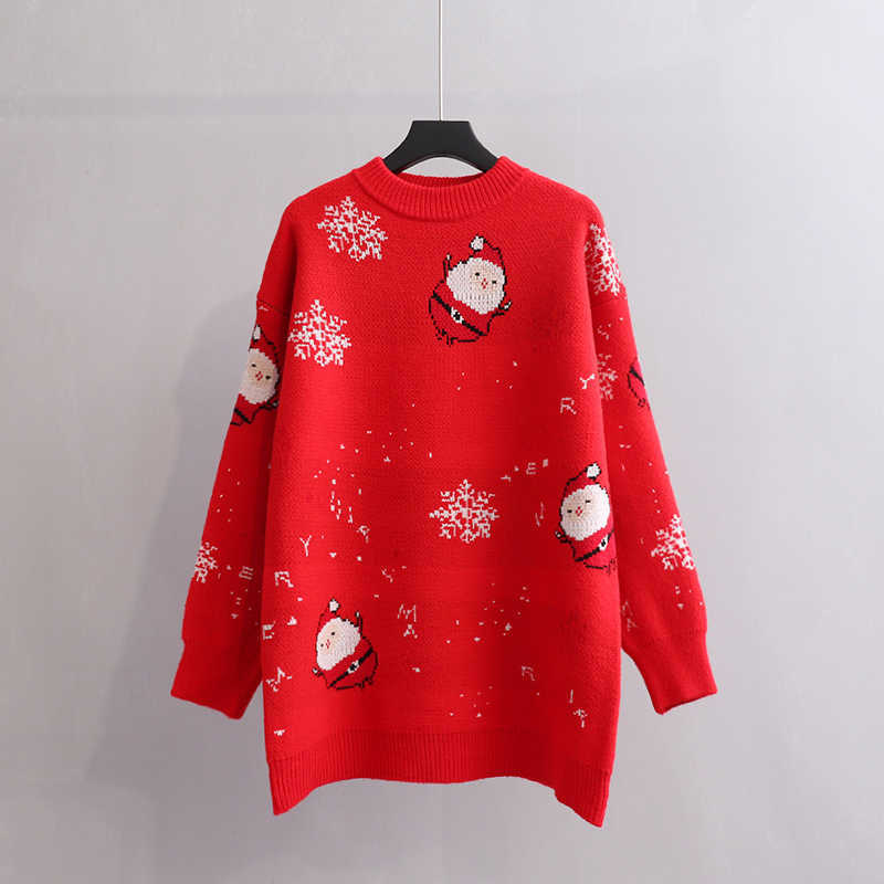 H.SA Christmas Sweater for Women Winter Knit Jumpers Long Sleeve Knitwear Oversized Pull Femme Thick Warm Snowman Sweater 210716