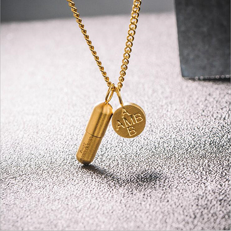 Trendy Brand 316 Titanium Steel Pendant Necklaces I Medicine You Creative men and women Personality Hip Hop Capsule Necklace Gift
Trendy Brand 316 Titanium Steel Pendant Necklaces I Medicine You Creative men and women Personality Hip Hop Capsule Necklace Gift