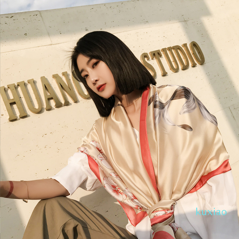 Scarves & Wrap Spring and Summer Korean Style Silk-like Satin Thin Gauze Air Conditioning Shawl Beach Towel Sun Protection by the Sea Scarf
Scarves & Wrap Spring and Summer Korean Style Silk-like Satin Thin Gauze Air Conditioning Shawl Beach Towel Sun Protection by the Sea Scarf