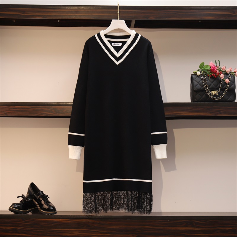 Yanueun Patchwork Lace Sweater Dresses Womens Long Sleeve V Neck Straight Ladies High Street Autumn Spring Knitting Plus Size, Apricot
Yanueun Patchwork Lace Sweater Dresses Womens Long Sleeve V Neck Straight Ladies High Street Autumn Spring Knitting Plus Size, Apricot