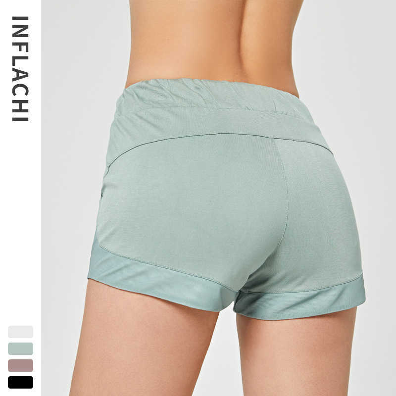 Summer Breathable Shorts Women Sports High Waist Drawstring Mesh Stitching Elasticity Gym Workout Push Up 210604