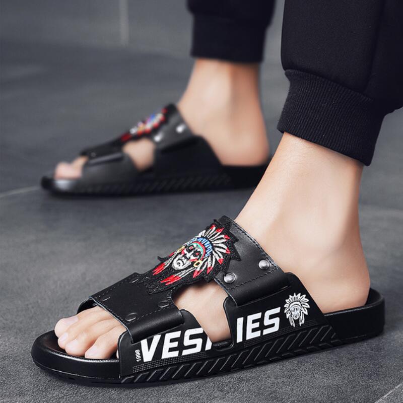 New style leather flip-flops for men, beach shoes for women, Plus size 46, 47, 48 sandals for women T2
