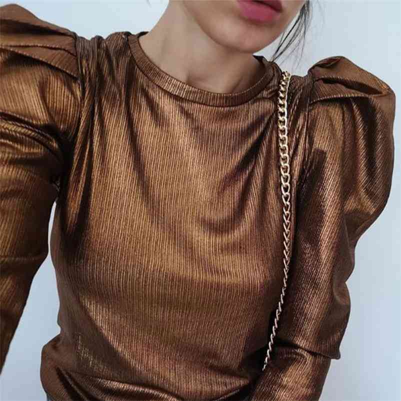 Long Puff Sleeve Bright O-neck Womens Blouse and Tops Solid Spring KPOP Blouses Female Fashion Autumn Slim Top Ladies Pink 210524, Gold
Long Puff Sleeve Bright O-neck Womens Blouse and Tops Solid Spring KPOP Blouses Female Fashion Autumn Slim Top Ladies Pink 210524, Gold