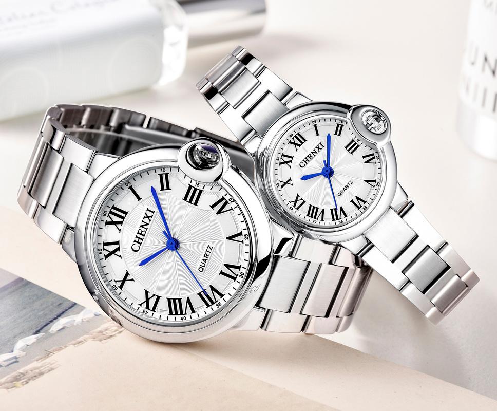 Wristwatches CHENXI Fashion Couple Watch Men's Small Three-hand Dial Calendar Waterproof Simple Ladies Blue Needle Balloon WA199