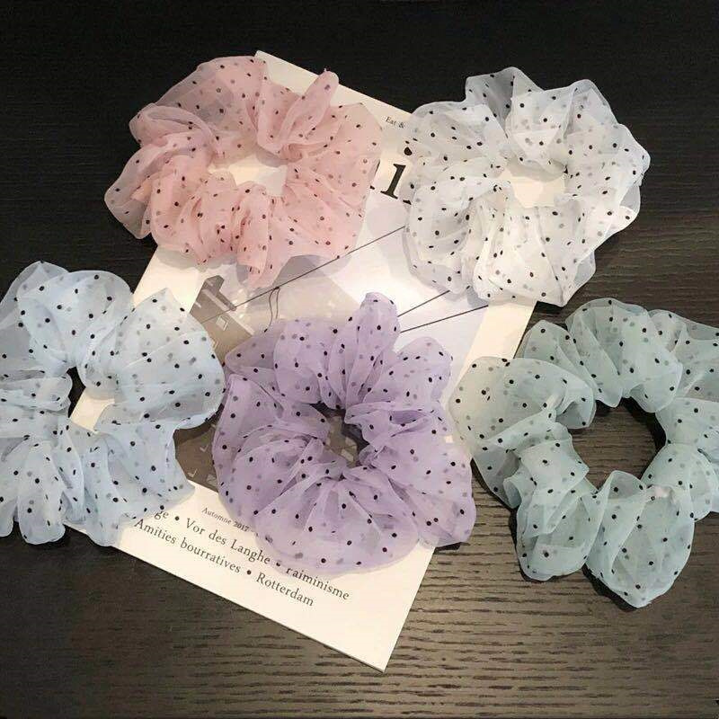 Polka Dot Mesh Hair Scrunchies Accessories Elastic Rubber Hairband Women Girls Ponytail Holder Hairs Rope 20pcs от DHgate WW